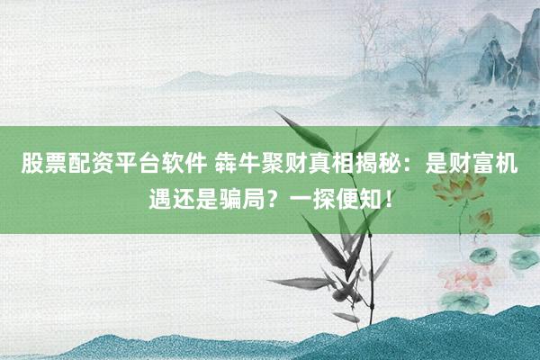 股票配资平台软件 犇牛聚财真相揭秘：是财富机遇还是骗局？一探便知！