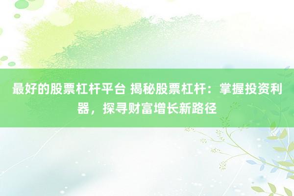 最好的股票杠杆平台 揭秘股票杠杆：掌握投资利器，探寻财富增长新路径